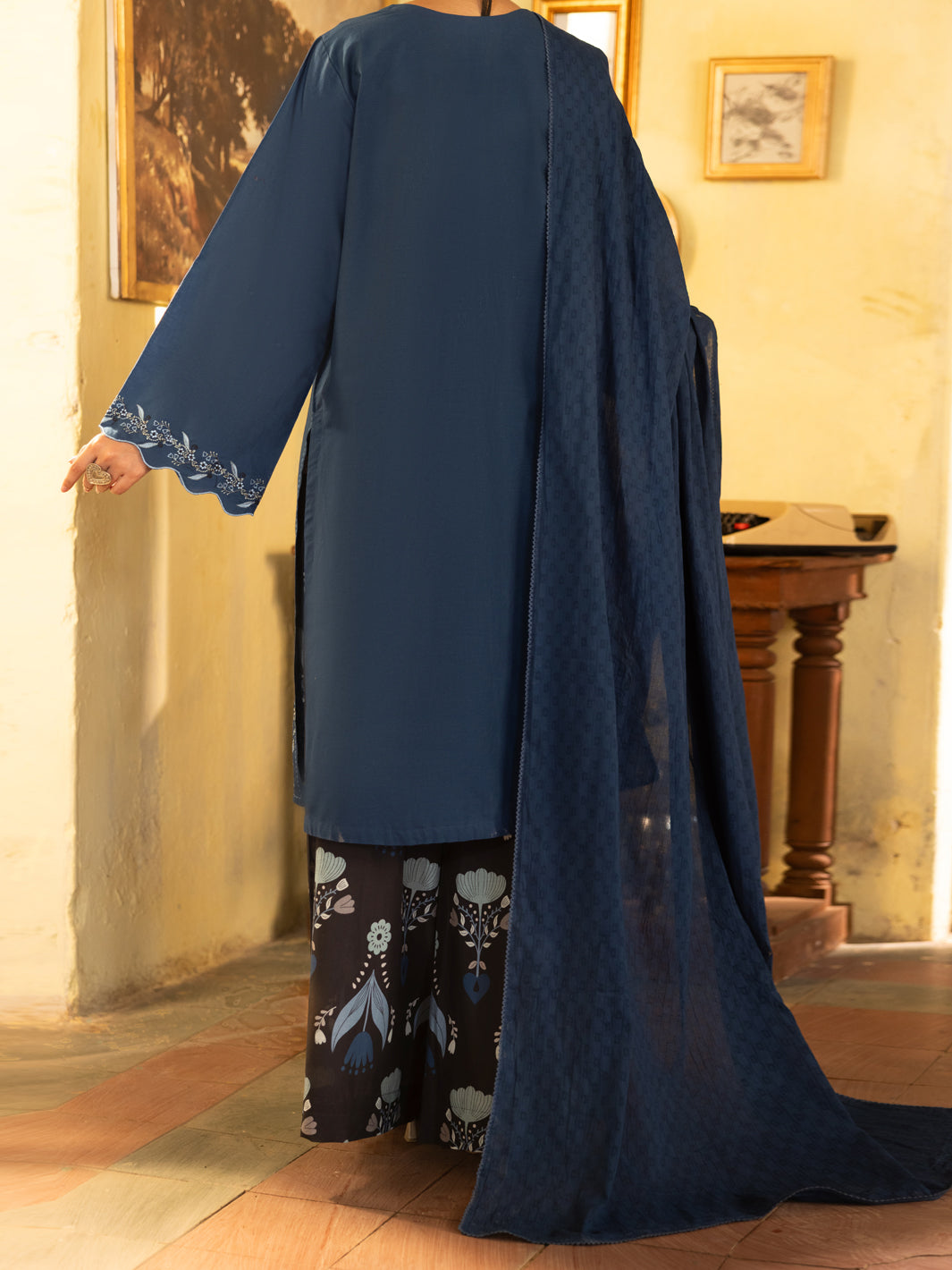 Blue Cambric Stitched 3Pc - ALP-3PS-2635