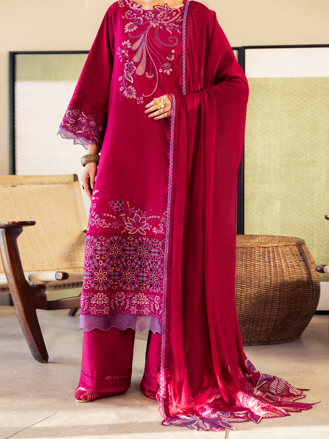 Fuchsia Lawn Unstitched 3Pc - ALP-3PS-2644