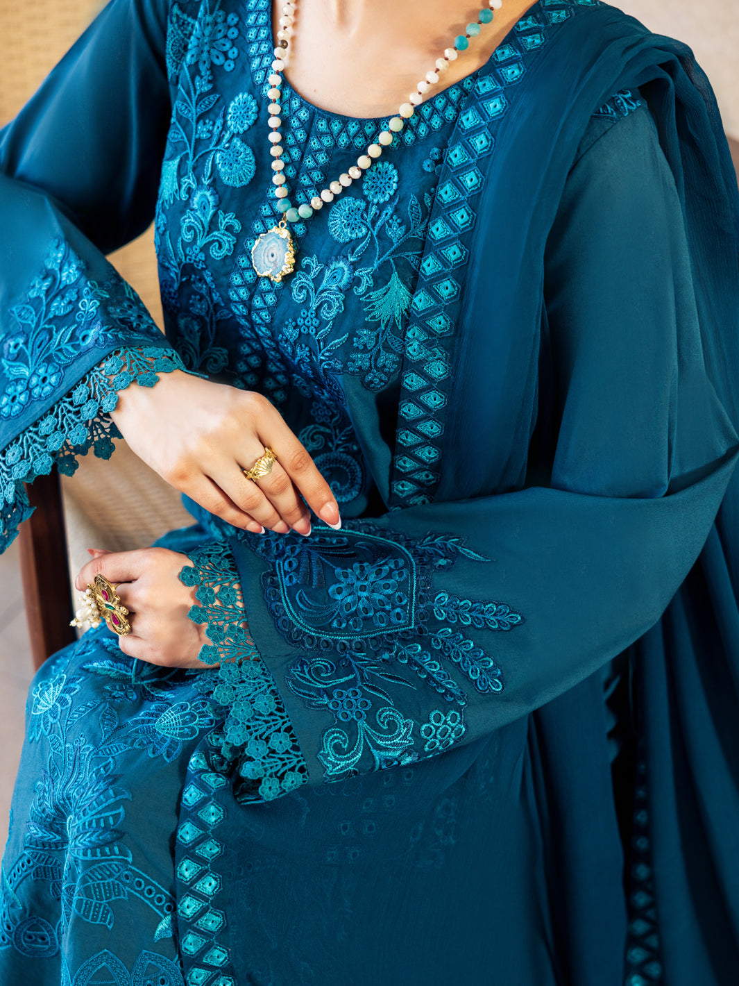 Turquoise Dyed Lawn Unstitched 3Pc - ALP-3PS-2646