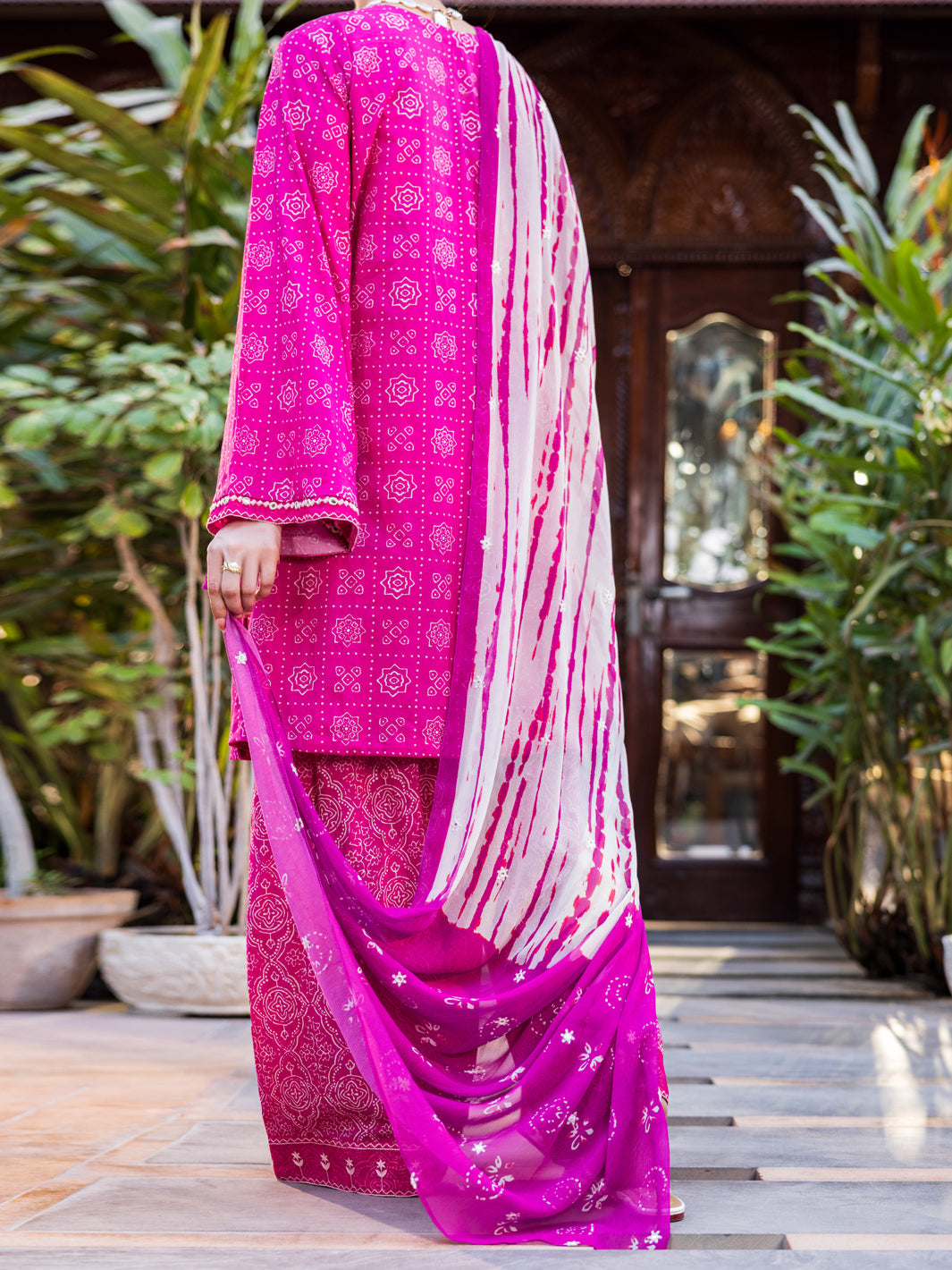 Pink Cambric Stitched 3PC - ALP-3PS-2675