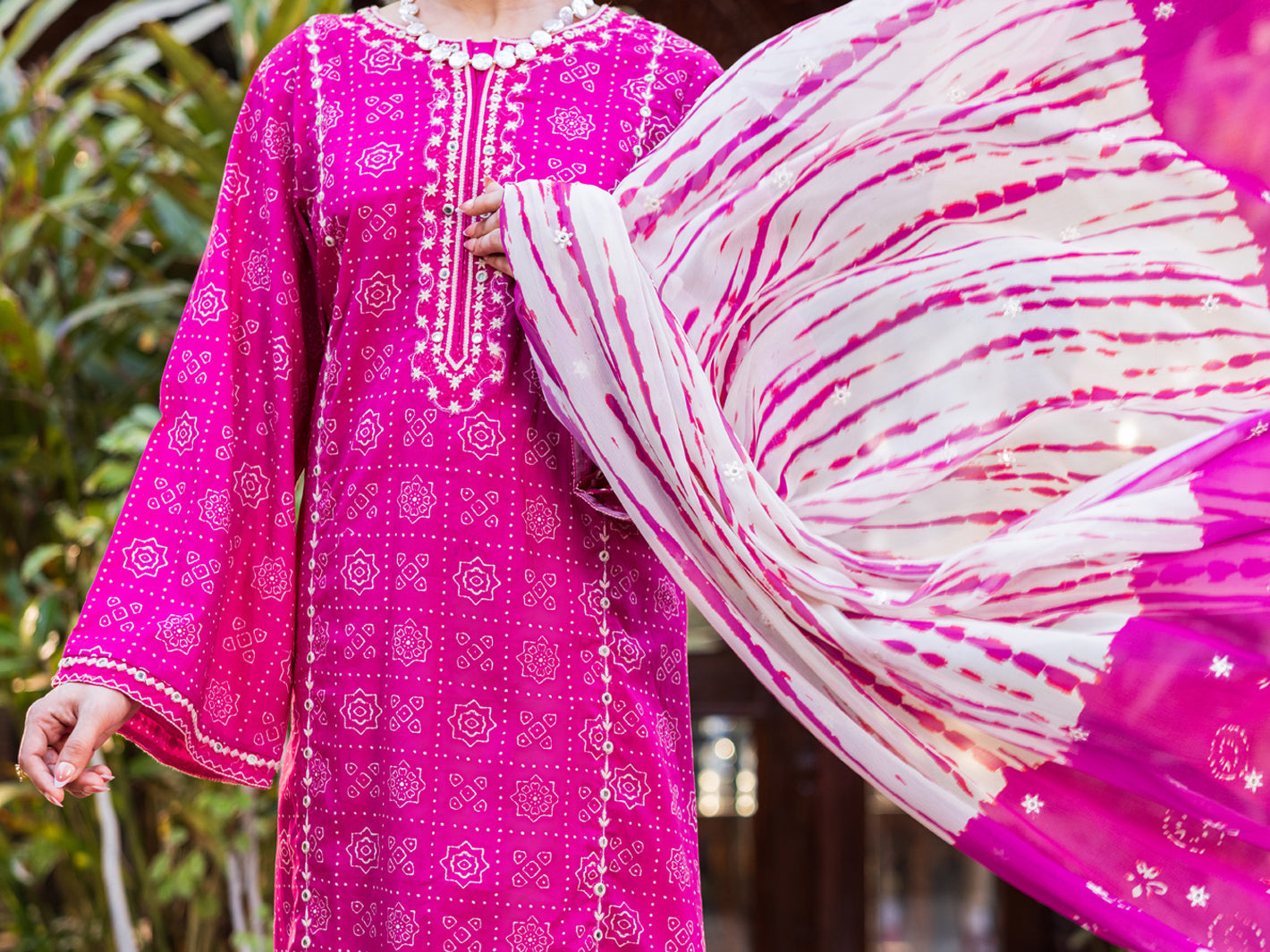 Pink Cambric Stitched 3PC - ALP-3PS-2675