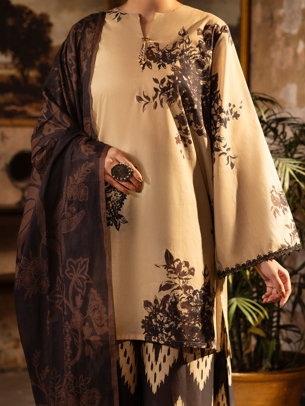 Fawn Cotton Lawn Unstitched 3PC - ALP-3PS-2713