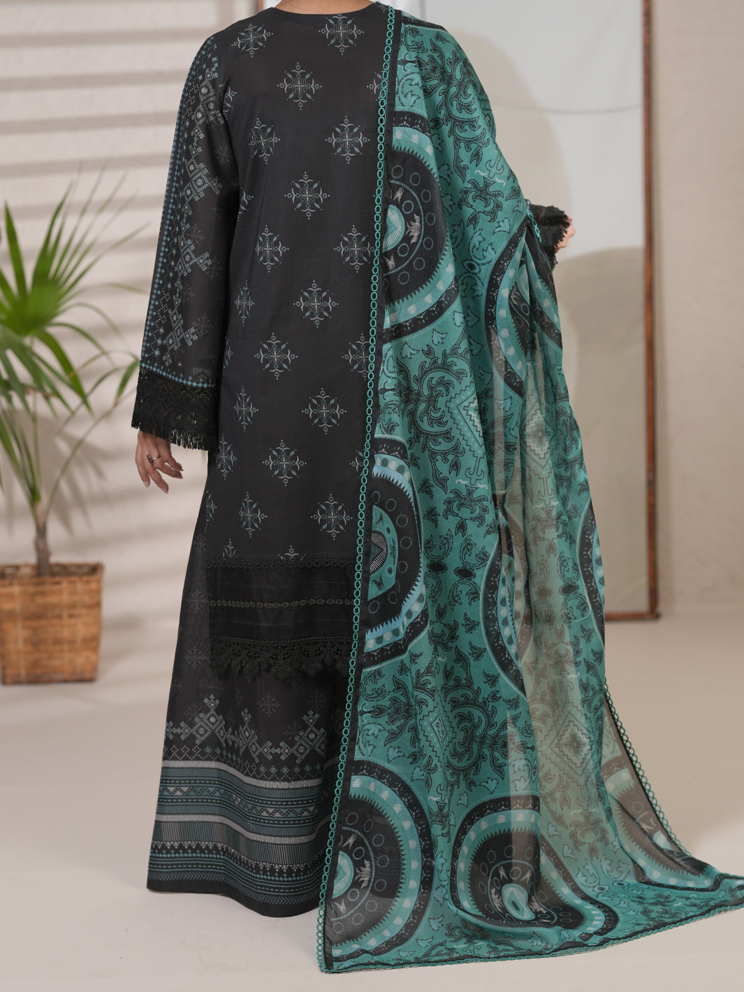 Charcoal Cambric Unstitched 3Pc - ALP-3PS-2748