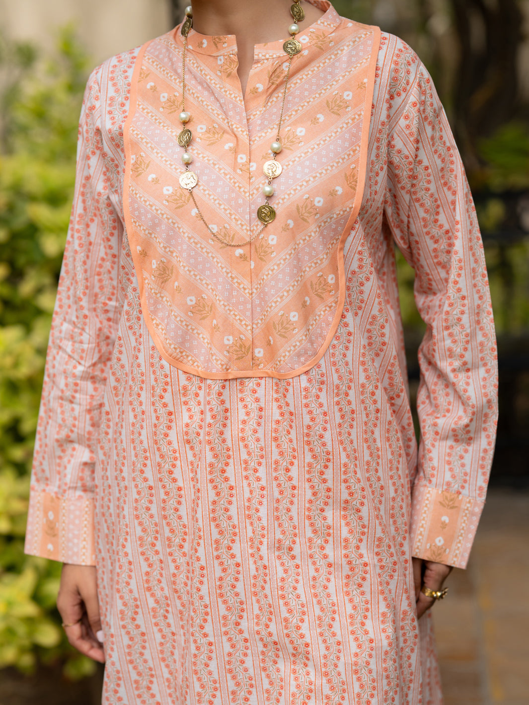 Peach Lawn Co-Ord Set - ALP-2PS-SLKS-2776