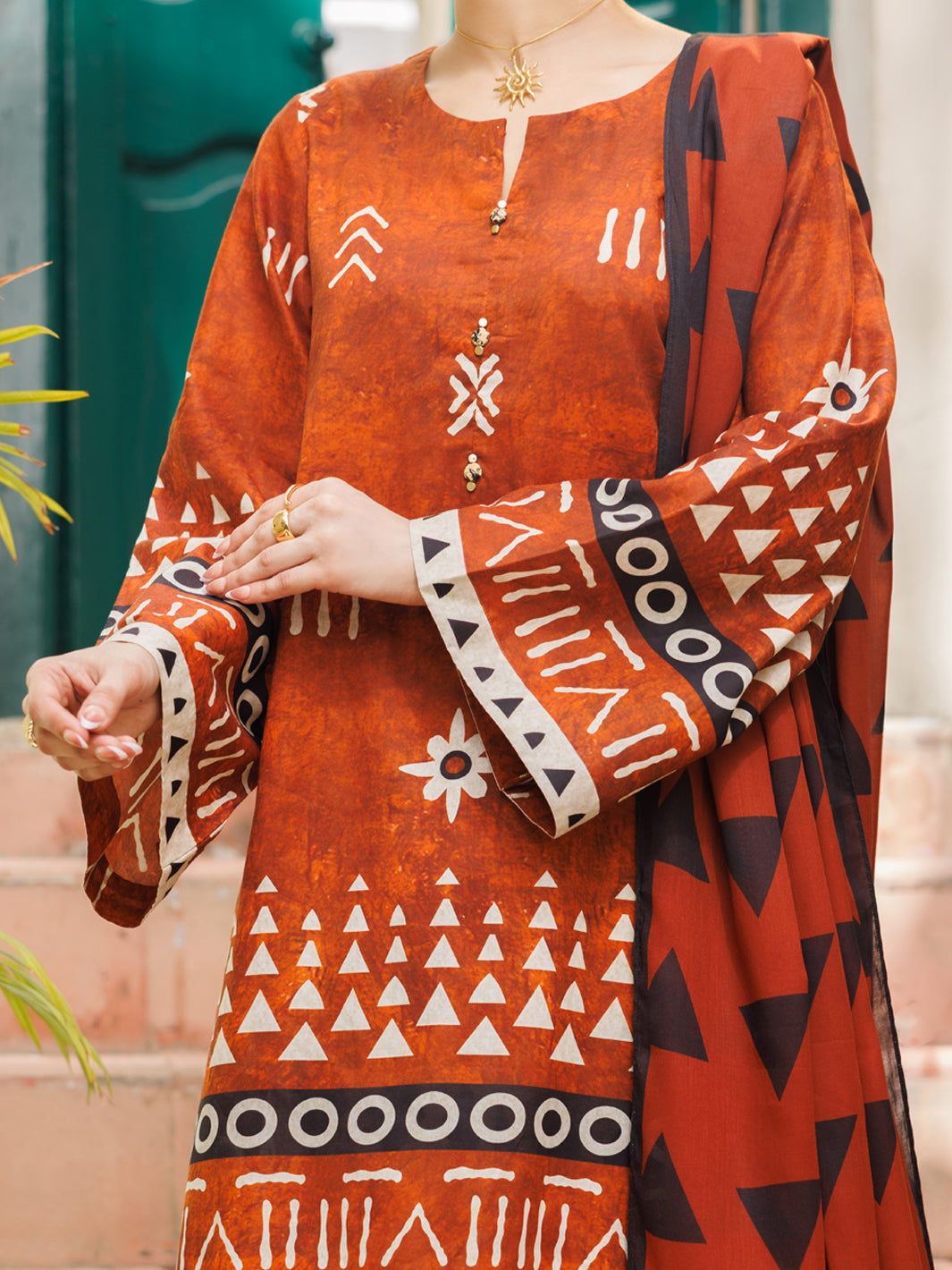 Rust Cotton 3Pc Stitched - ALP-3PS-2818