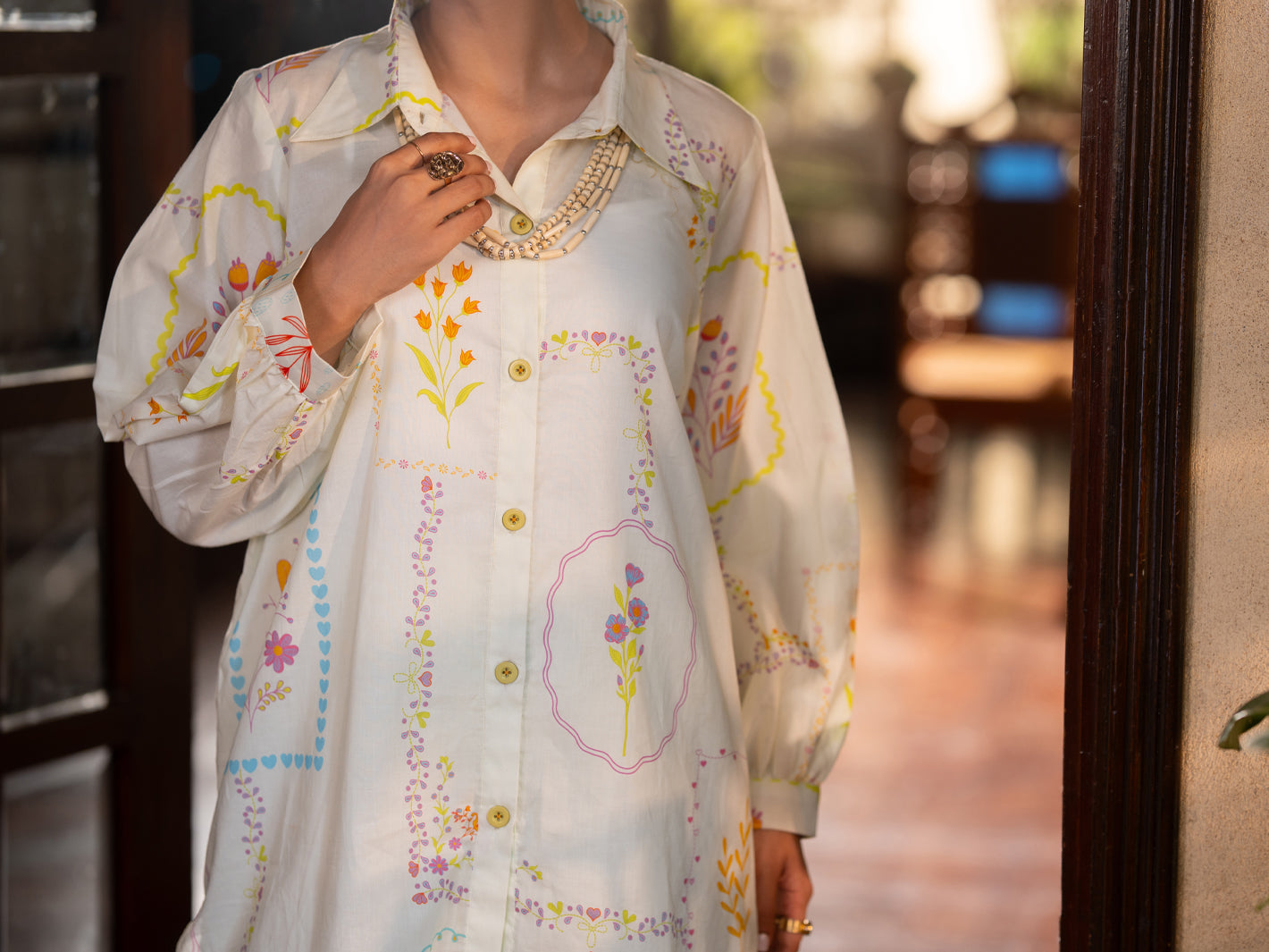 Ivory Cambric Stitched 2PC - ALP-2PS-LKS-2825