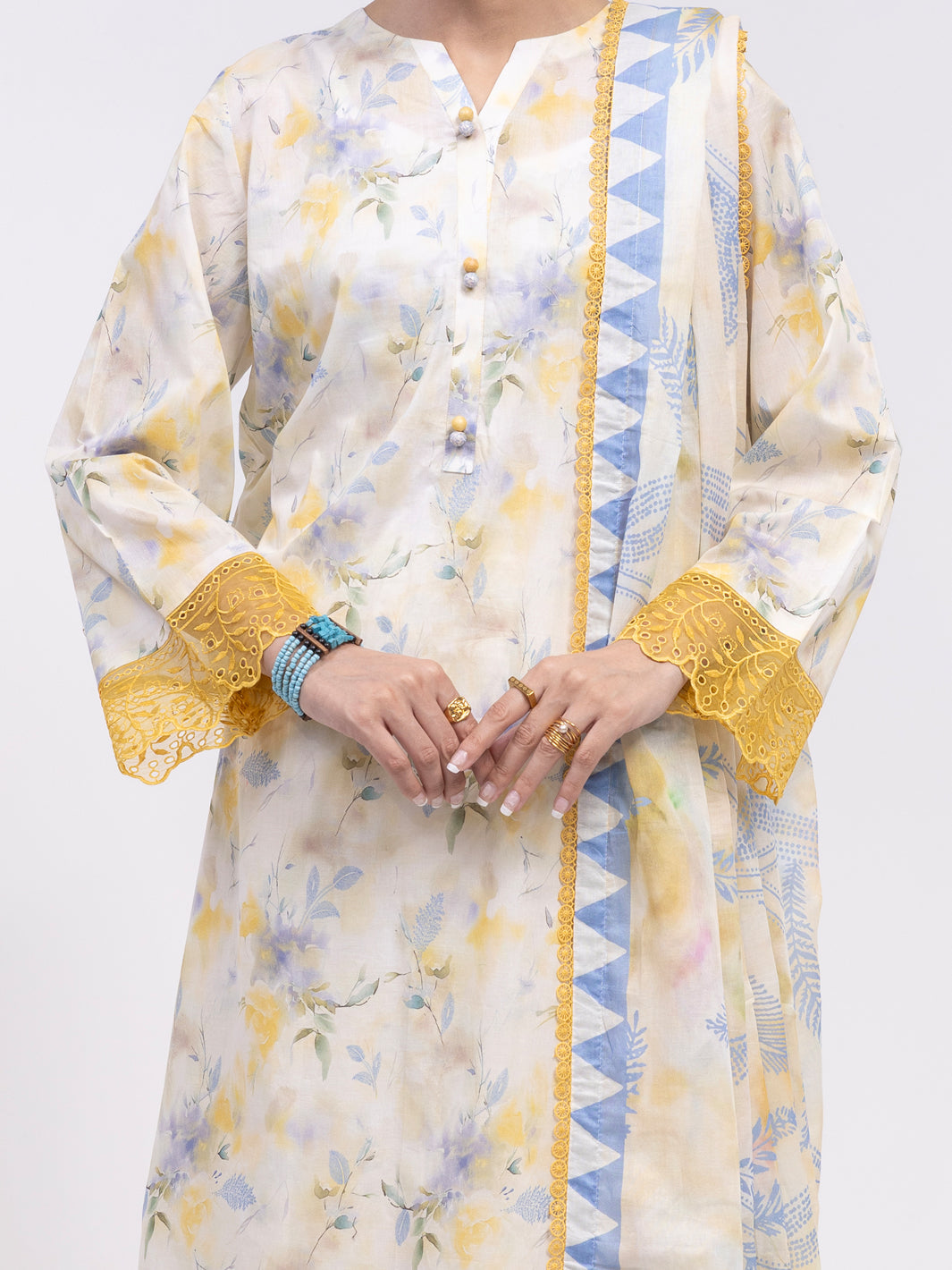 Off White Lawn 2Pc Unstitched - ALP-2PS-LKD-2475