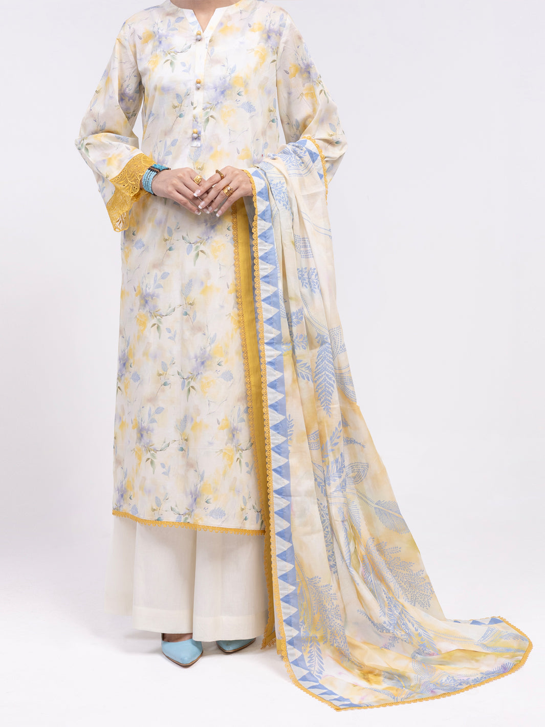 Off White Lawn 2Pc Unstitched - ALP-2PS-LKD-2475