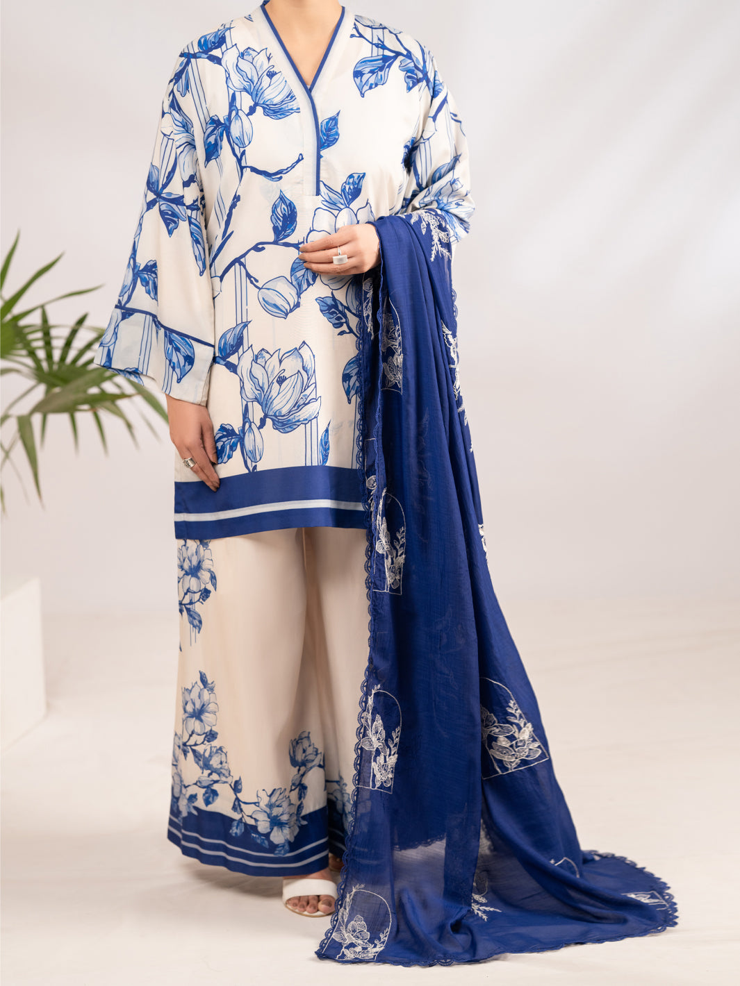 Blue Silk Lawn 2Pc Stitched - ALP-LKS-2338