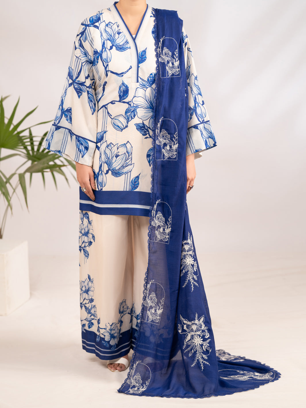 Blue Silk Lawn 2Pc Stitched - ALP-LKS-2338