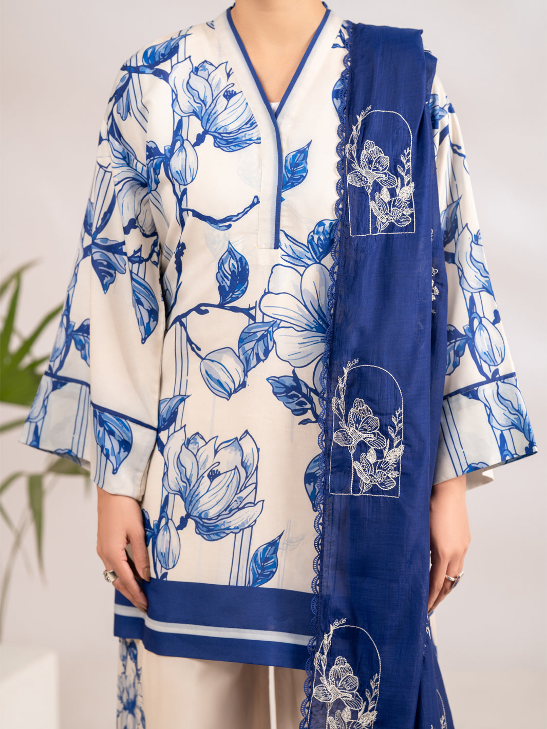 Blue Silk Lawn 2Pc Stitched - ALP-LKS-2338