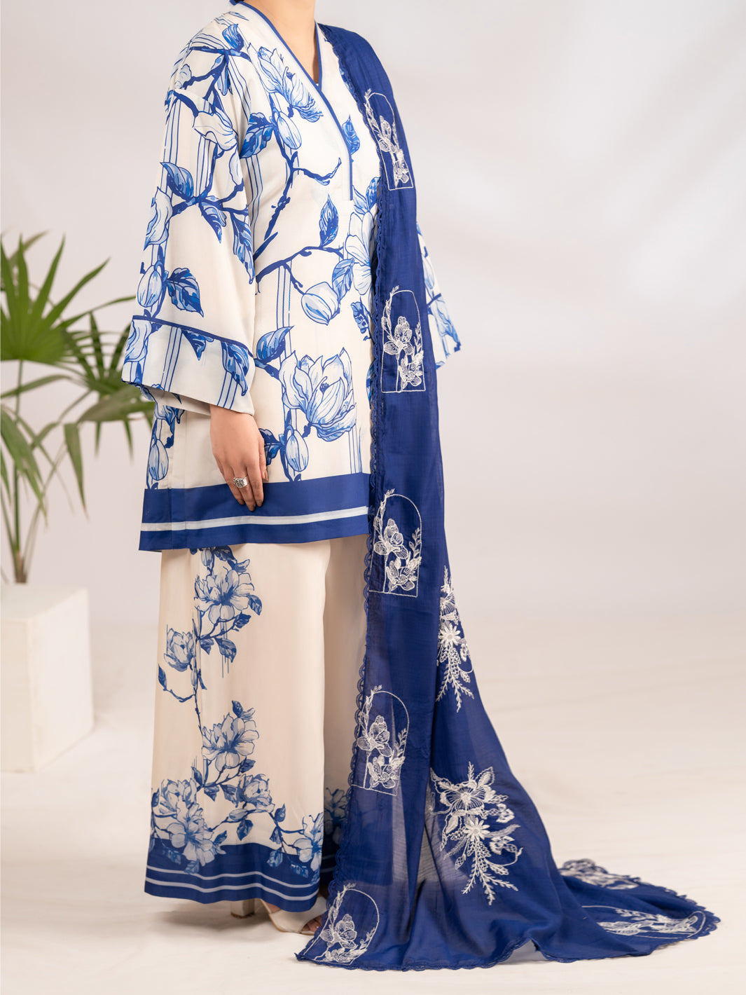 Blue Silk Lawn 2Pc Stitched - ALP-LKS-2338