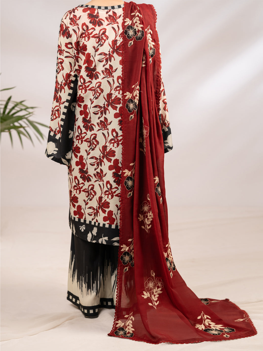 Maroon Silk Lawn 2Pc Stitched - ALP-2PS-LKS-2339