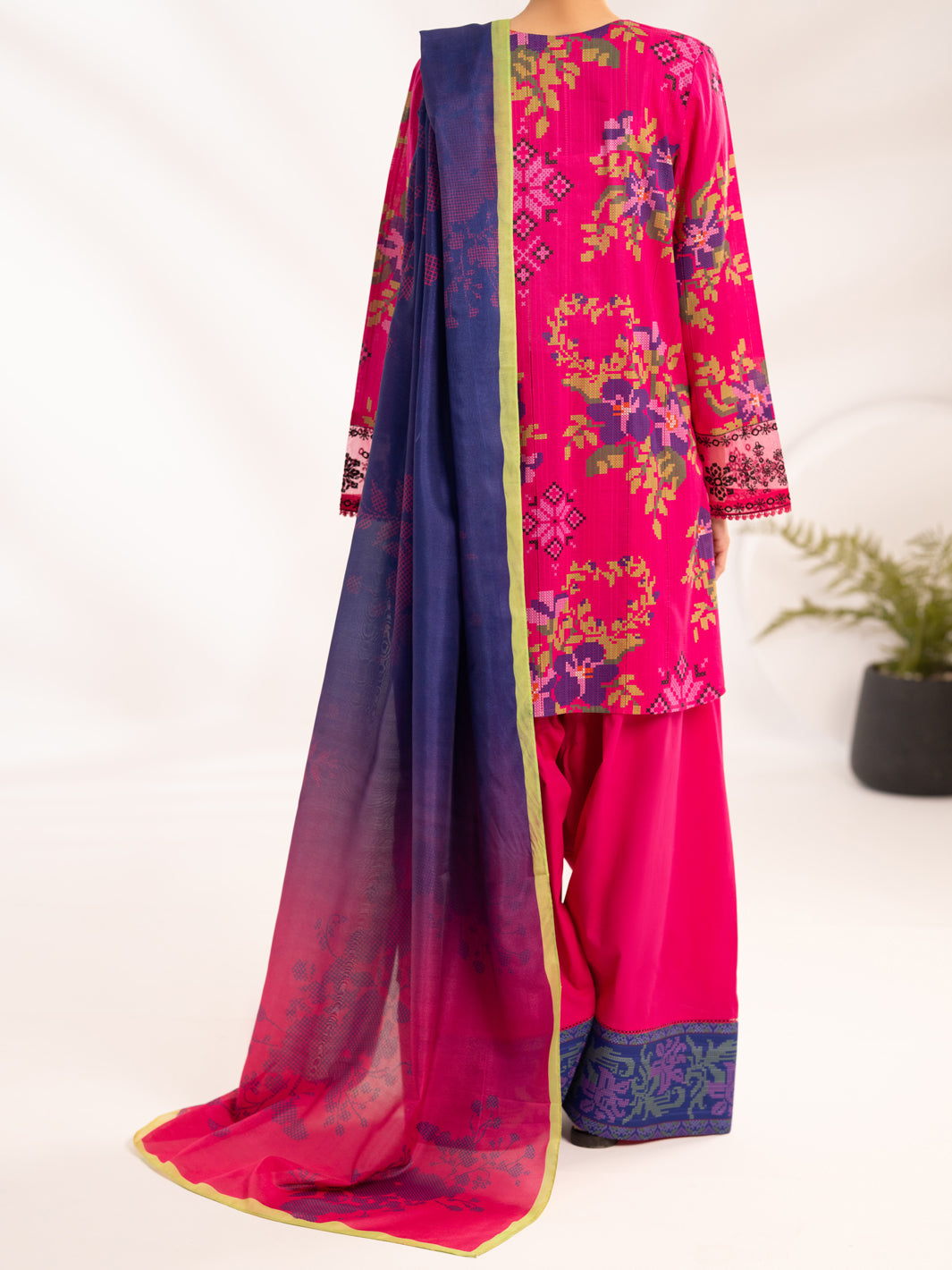 Pink Lino Kara Unstitched 3Pc - ALP-3PS-2457