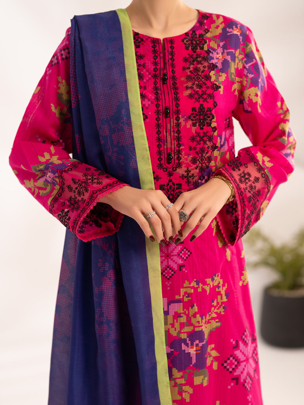 Pink Lino Kara Unstitched 3Pc - ALP-3PS-2457