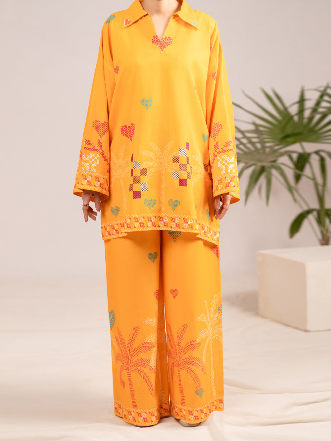 Rust Lawn 2Pc Stitched - ALP-LKS-2531