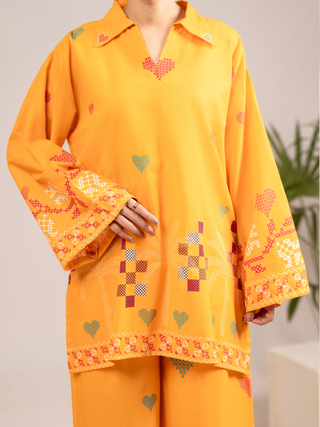 Rust Lawn 2Pc Stitched - ALP-LKS-2531