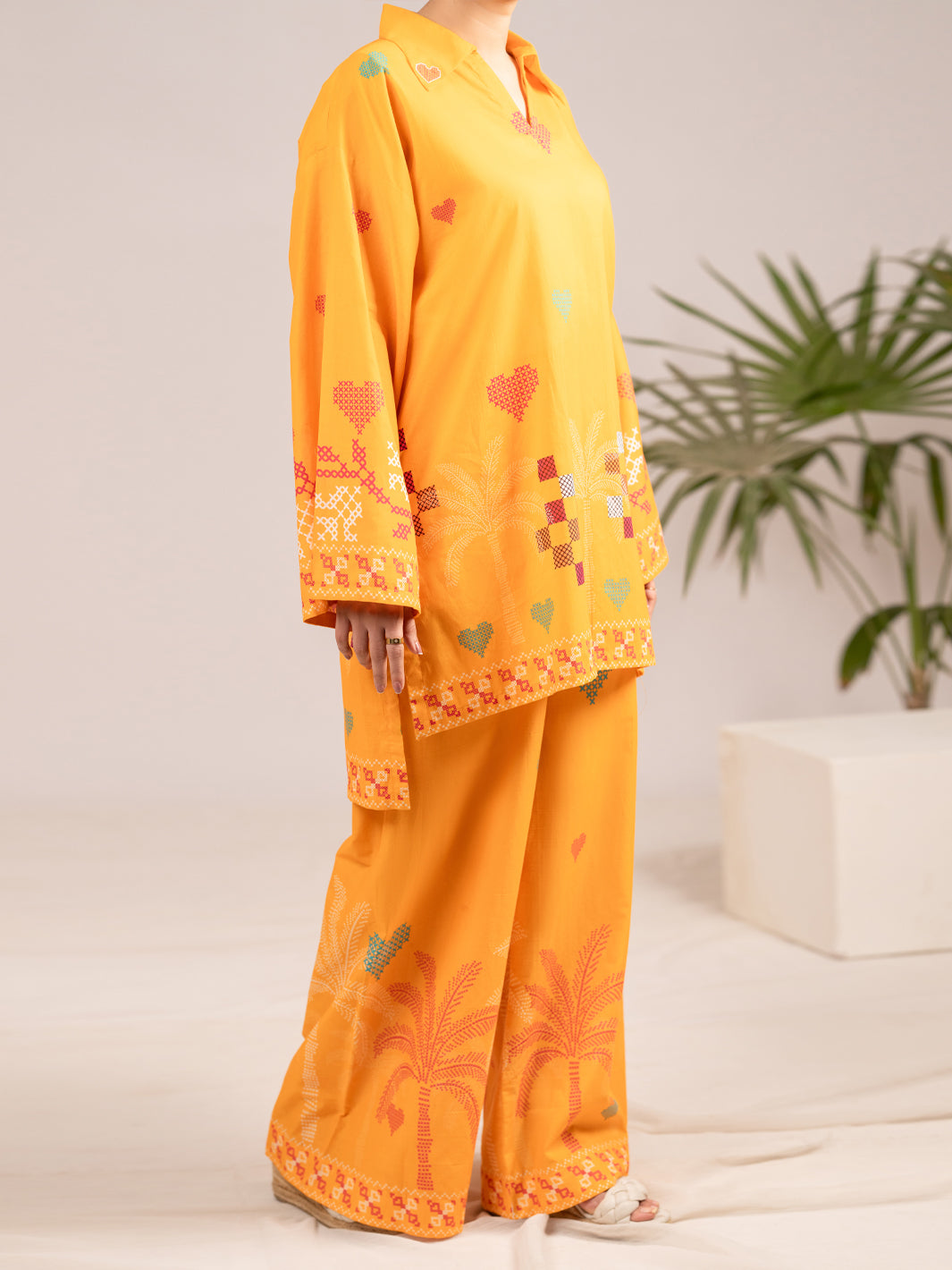Rust Lawn 2Pc Stitched - ALP-LKS-2531