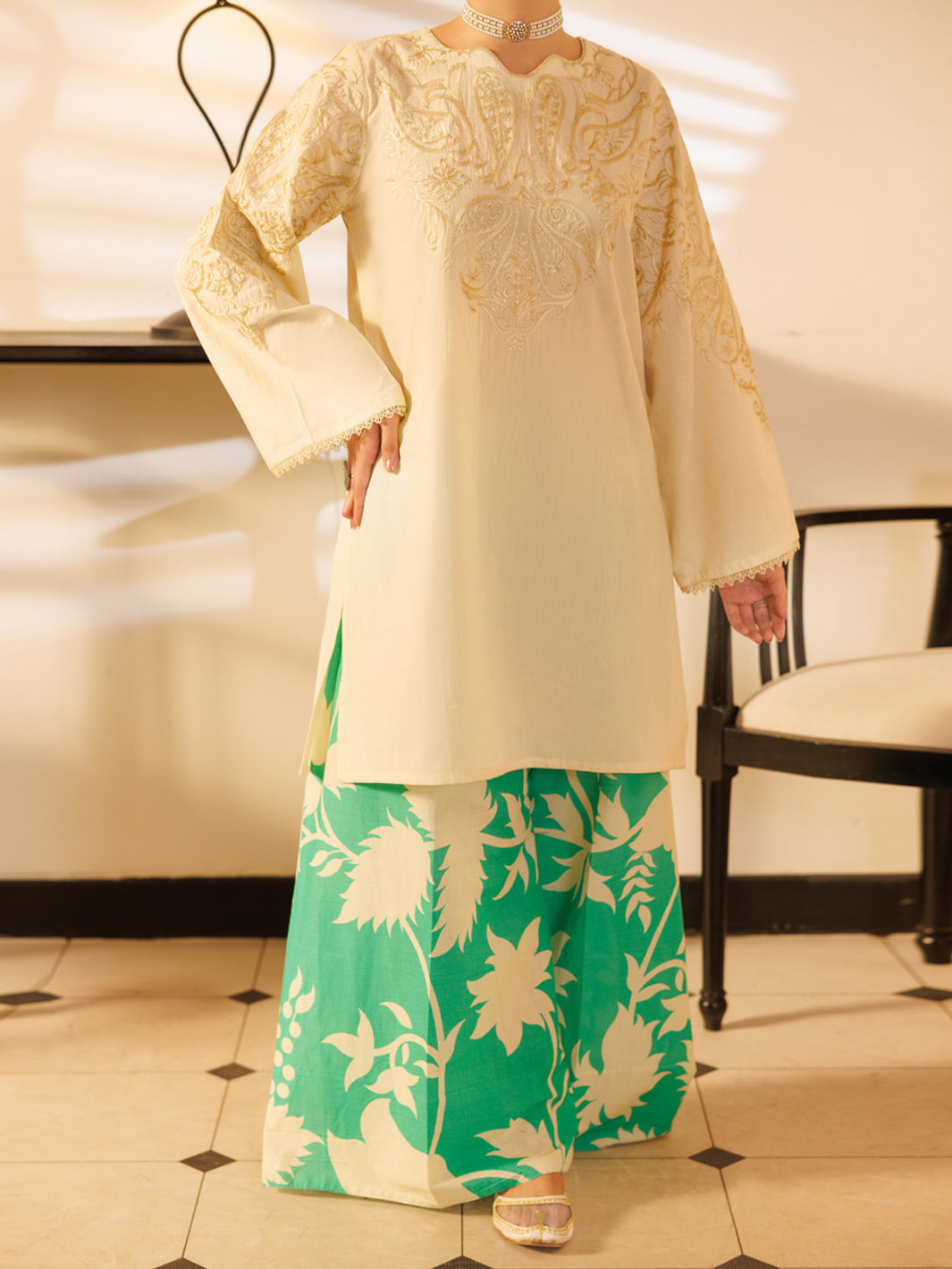 Beige Lawn Stitched 2Pc - ALP-2PS-LKS-2535