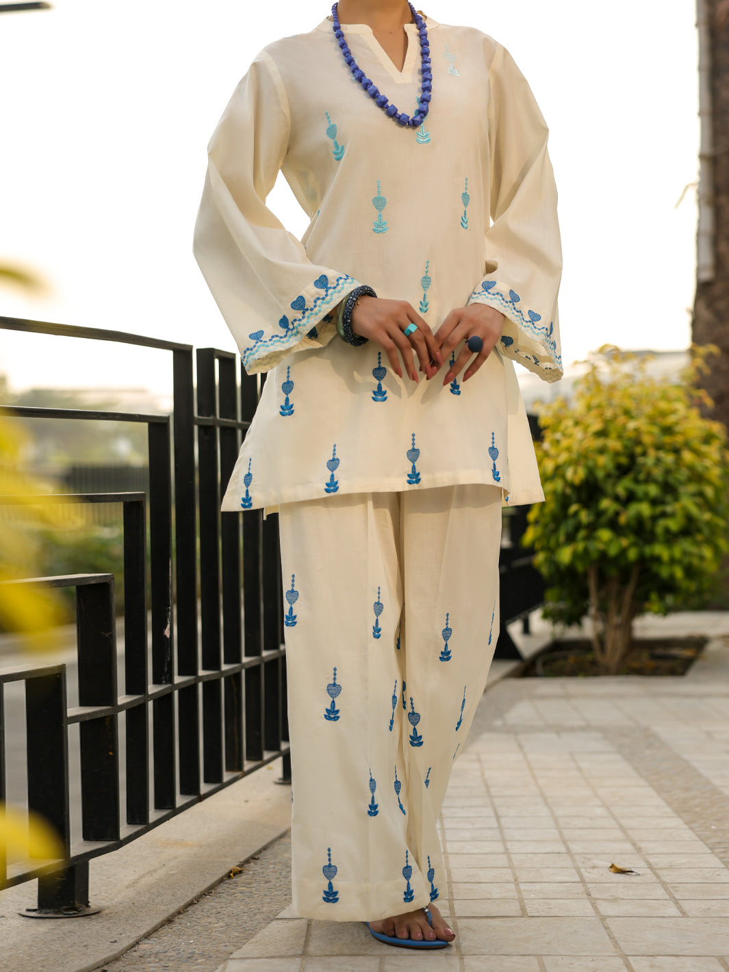 White Lawn Co-Ord Set - ALP-2PS-LKS-2538