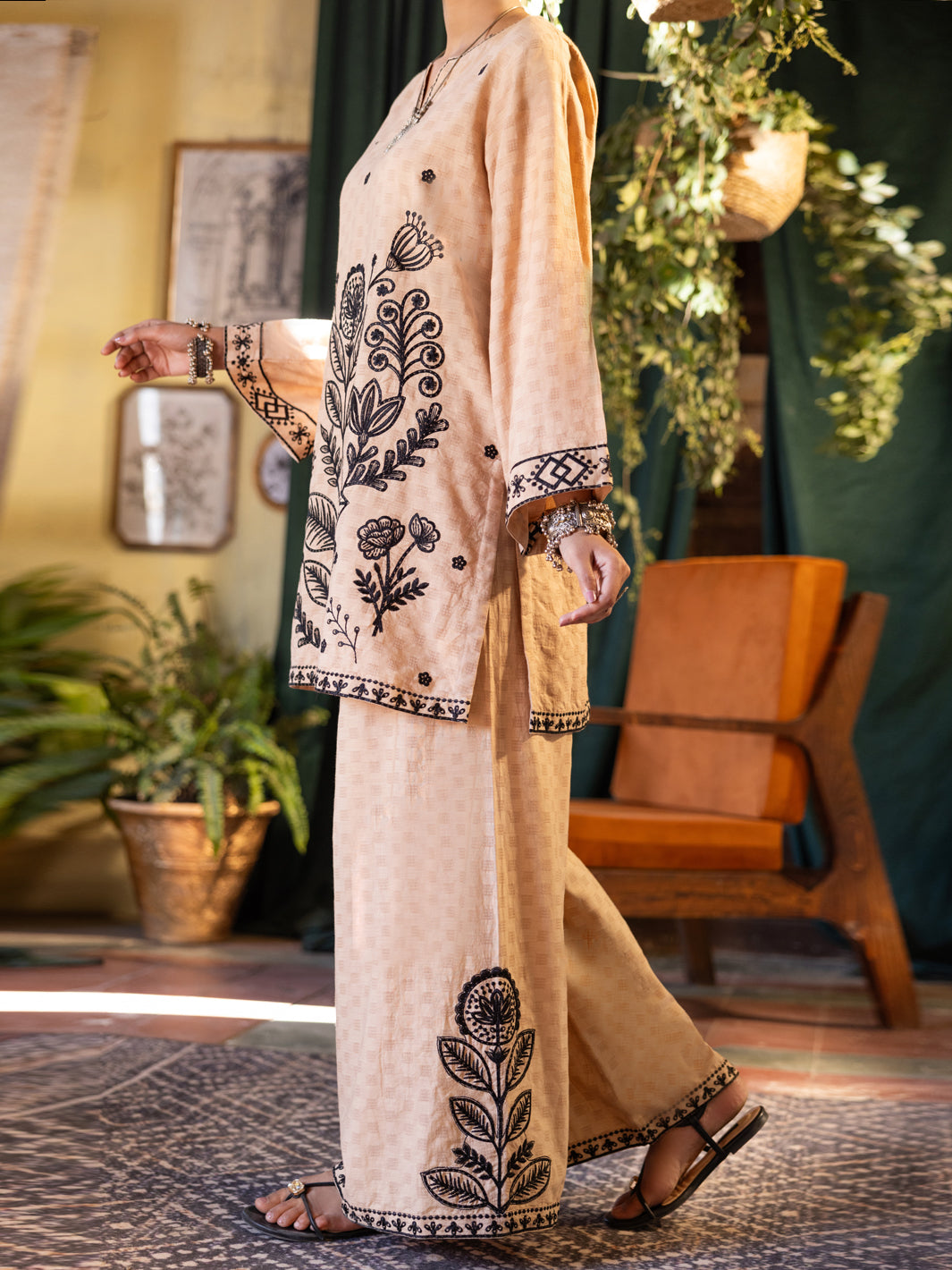 Beige Cotton Dobby Stitched 2Pc - ALP-2PS-LKS-2839