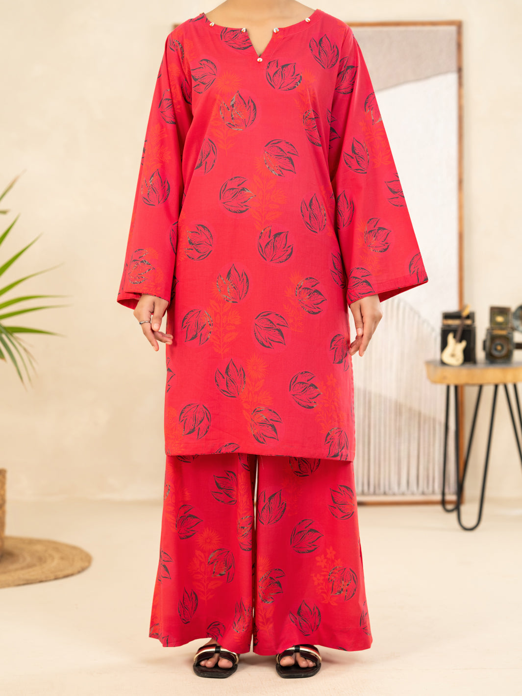 Fuchsia Lawn Co-Ord Set - ALP-2PS-SLKS-2496