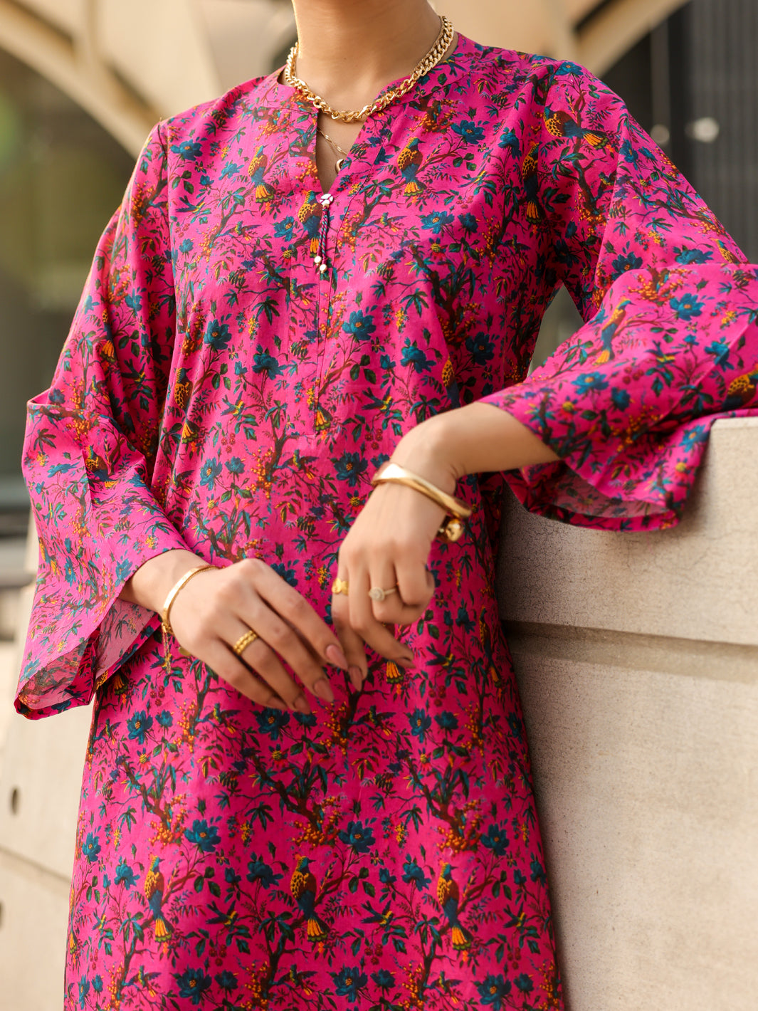 Pink Lawn Co-Ord Set - ALP-2PS-SLKS-2510