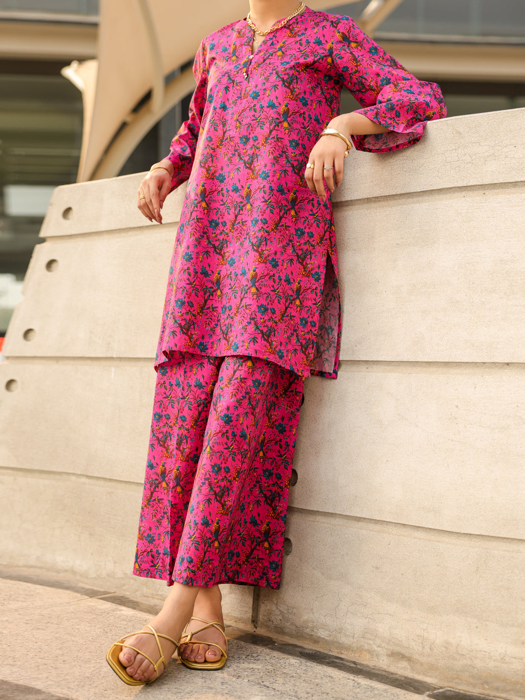 Pink Lawn Co-Ord Set - ALP-2PS-SLKS-2510
