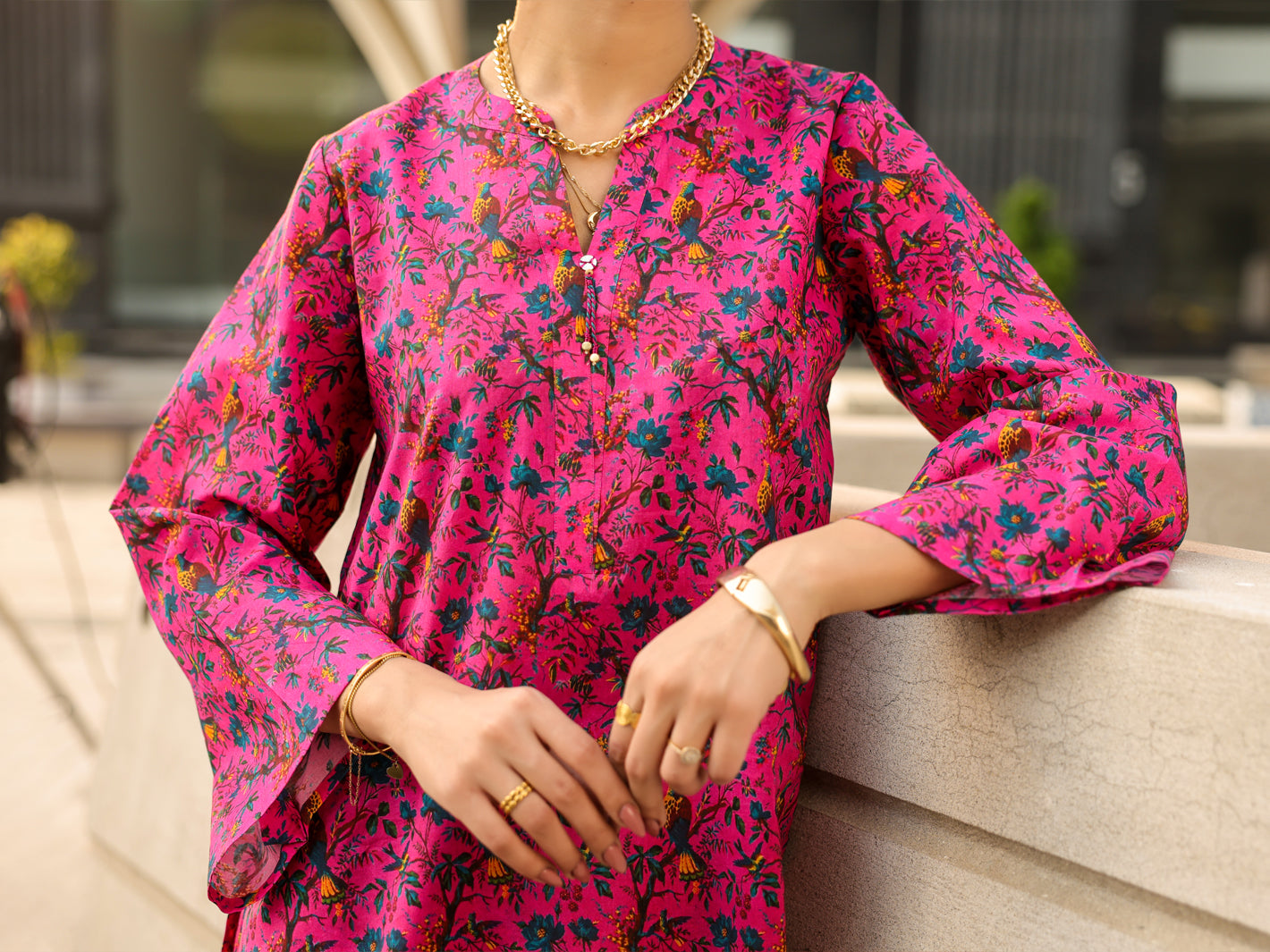 Pink Lawn Co-Ord Set - ALP-2PS-SLKS-2510