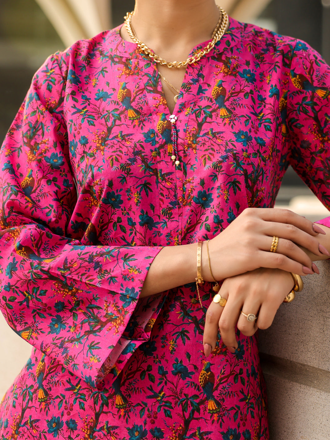 Pink Lawn Co-Ord Set - ALP-2PS-SLKS-2510