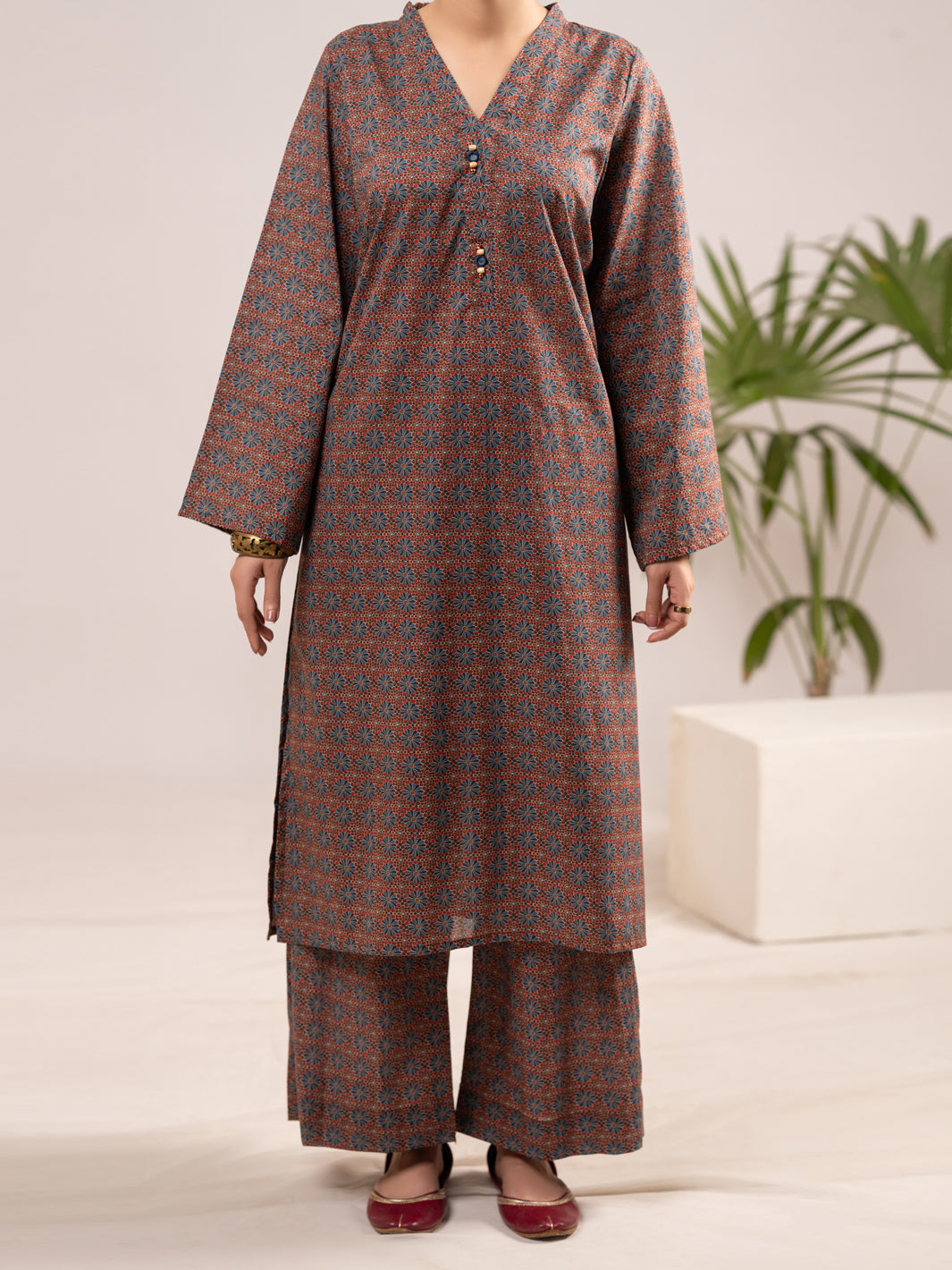 Multicolor Cambric Co-Ord Set - ALP-2PS-SLKS-2552