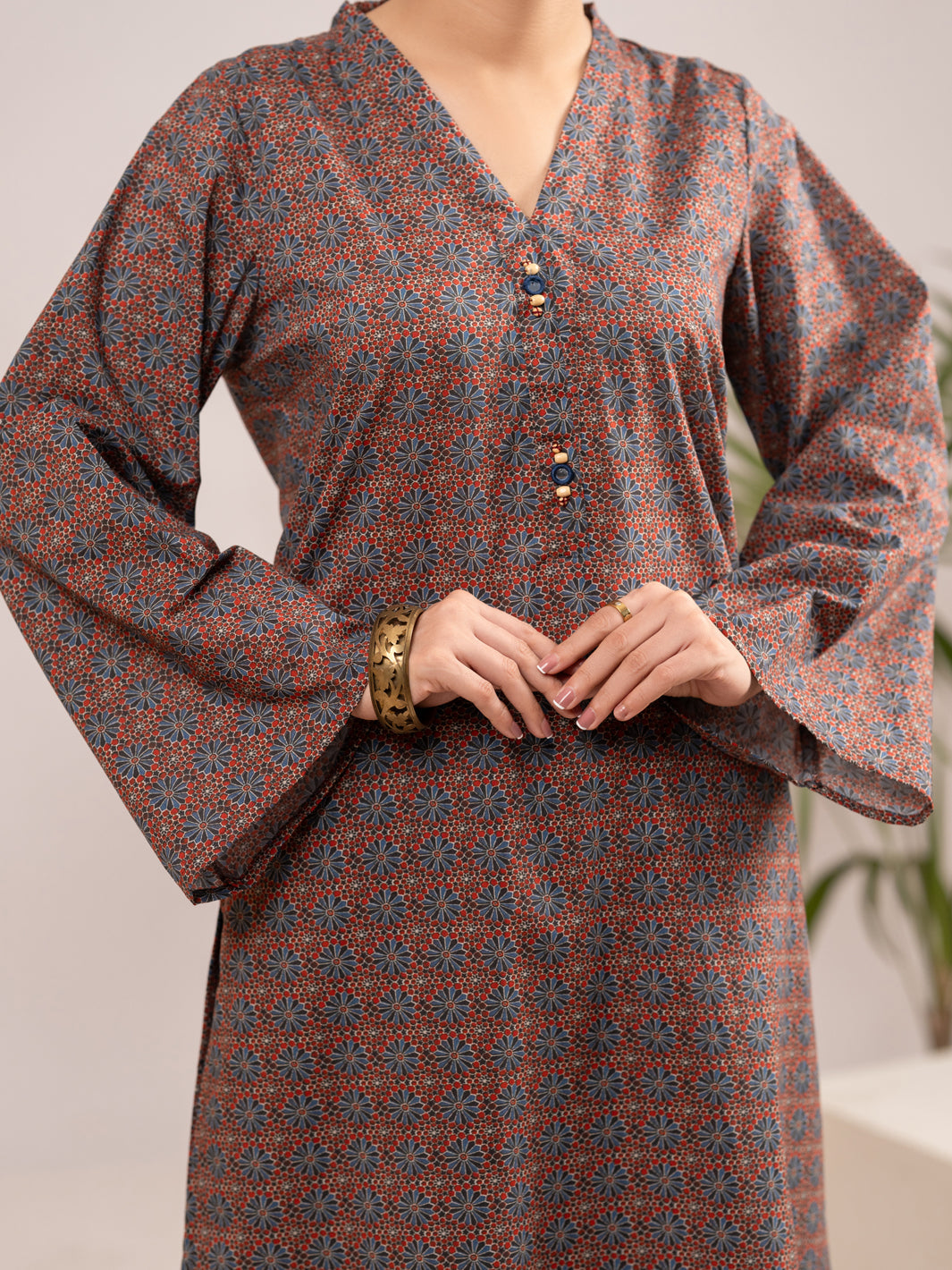 Multicolor Cambric Co-Ord Set - ALP-2PS-SLKS-2552