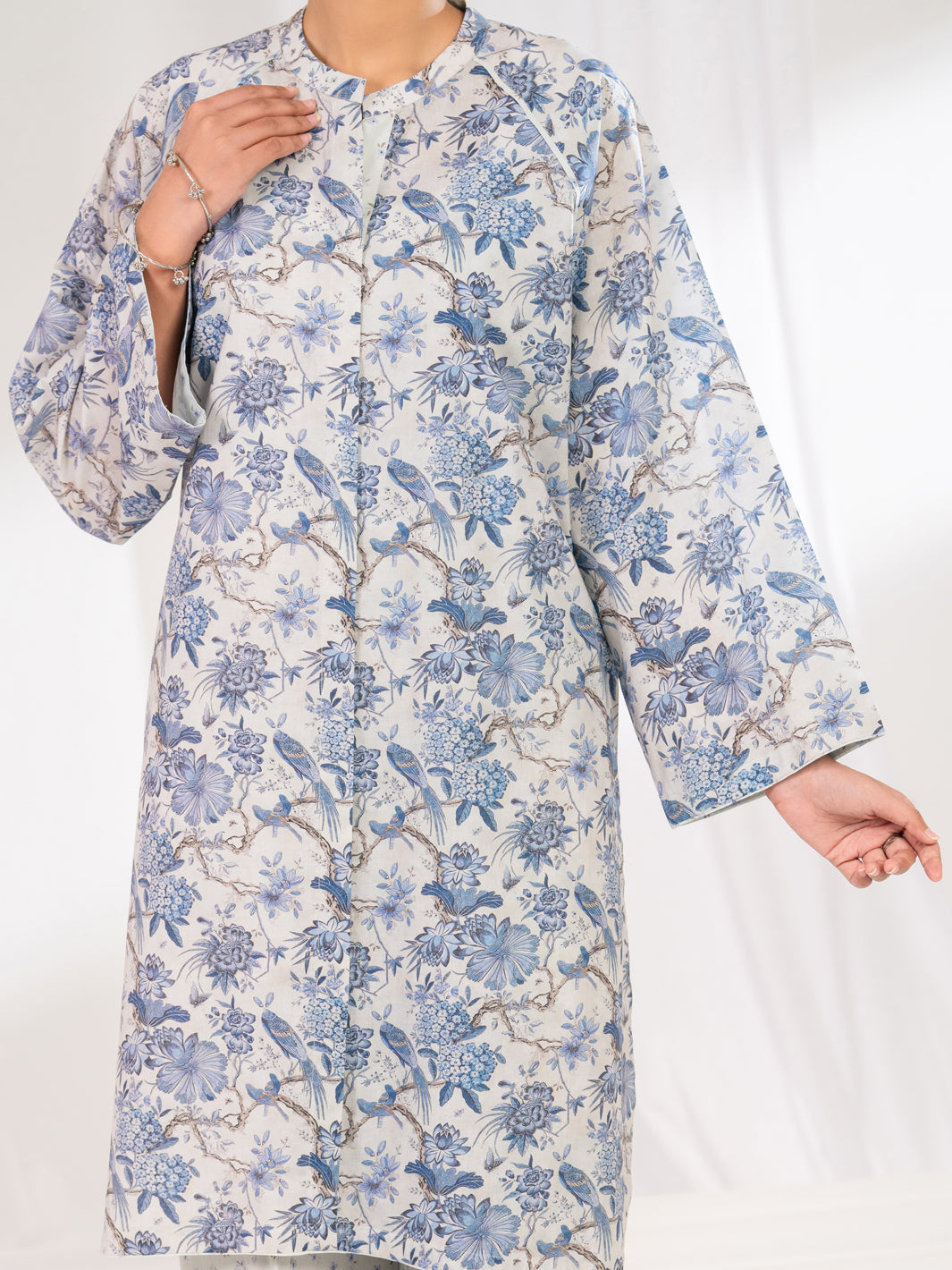 Light Blue Lawn Co-Ord Set - ALP-2PS-SLKS-2762