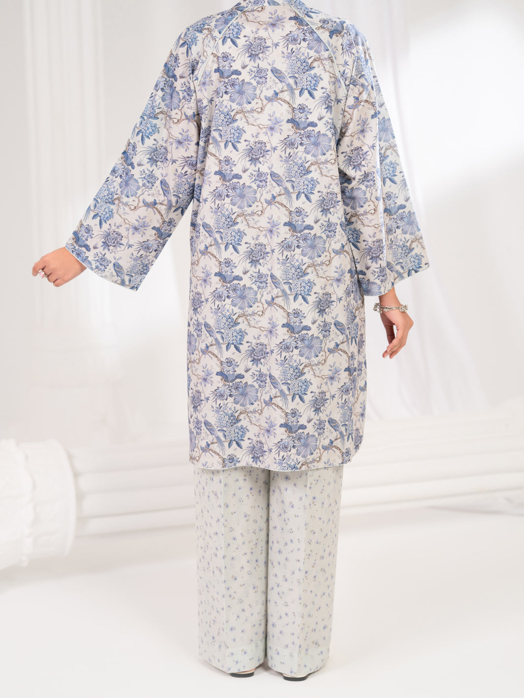 Light Blue Lawn Co-Ord Set - ALP-2PS-SLKS-2762