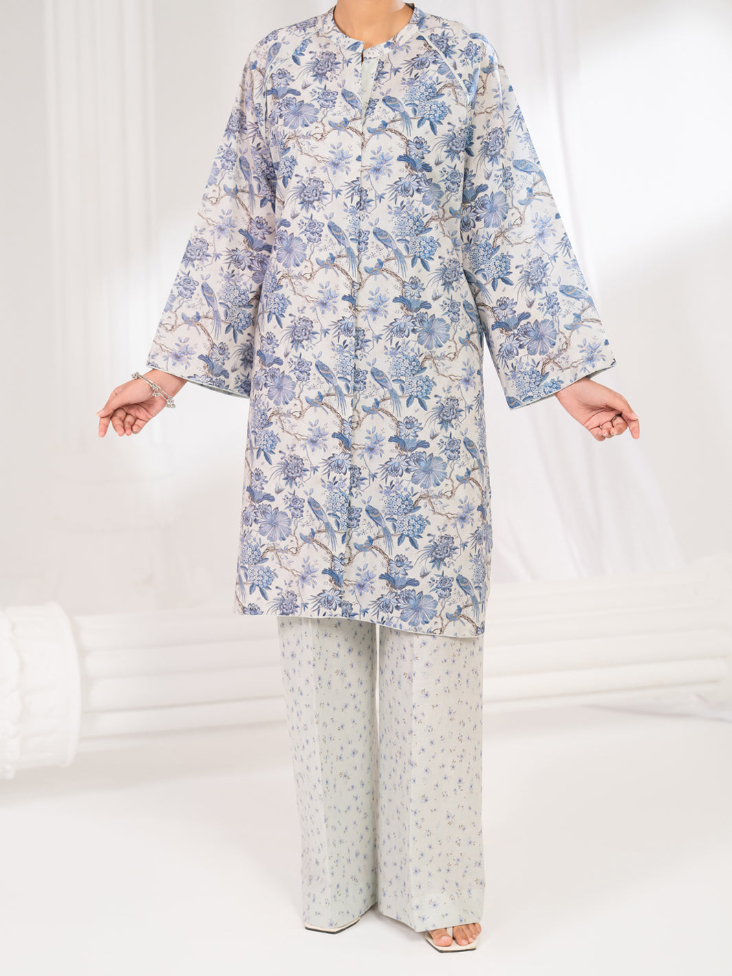 Light Blue Lawn Co-Ord Set - ALP-2PS-SLKS-2762
