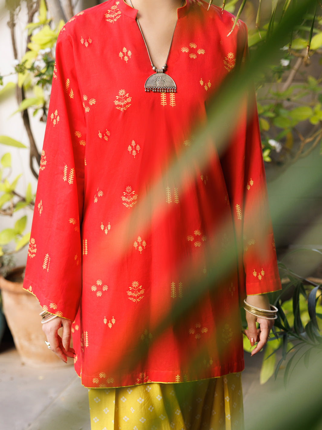 Red Lawn Co-Ord Set - ALP-2PS-SLKS-2766