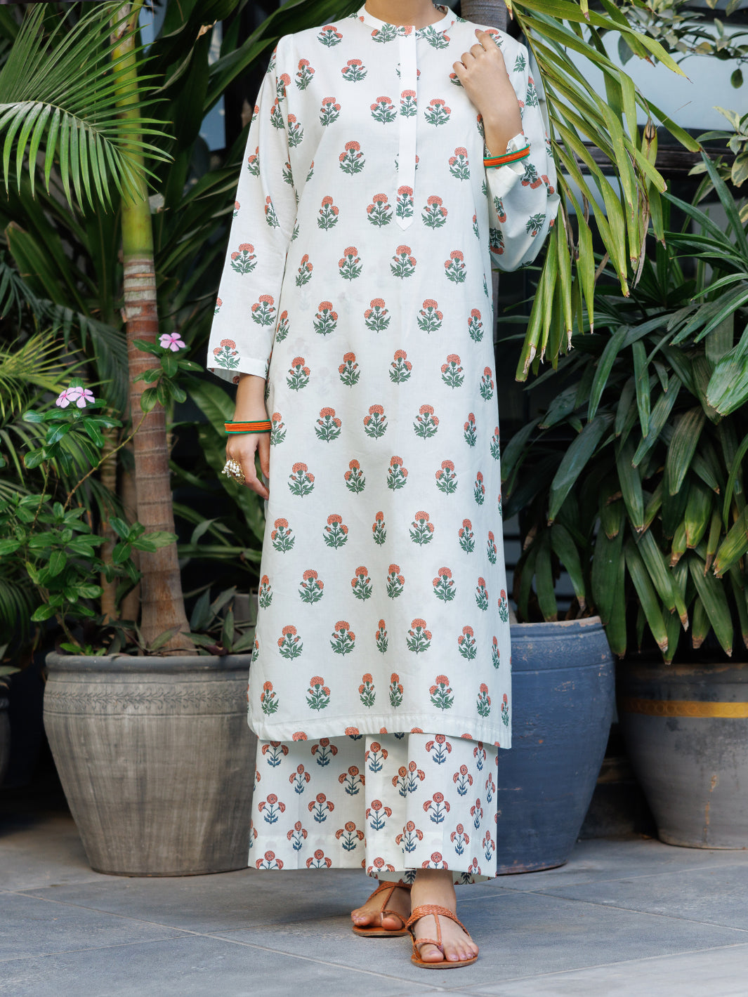 Off White Lawn Co-Ord Set - ALP-2PS-SLKS-2770