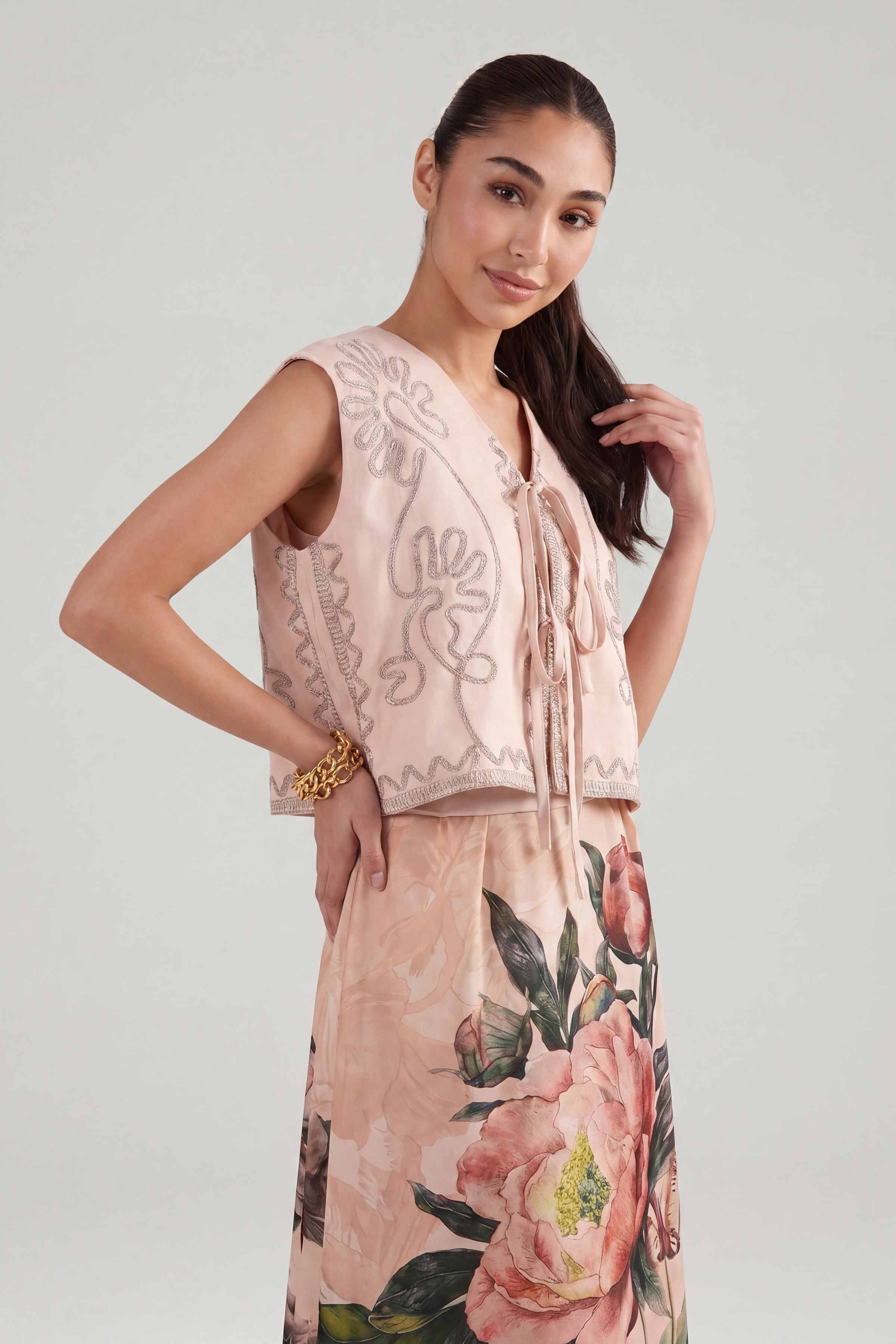 2 Piece - Printed Embroidered Suit - AS26-12