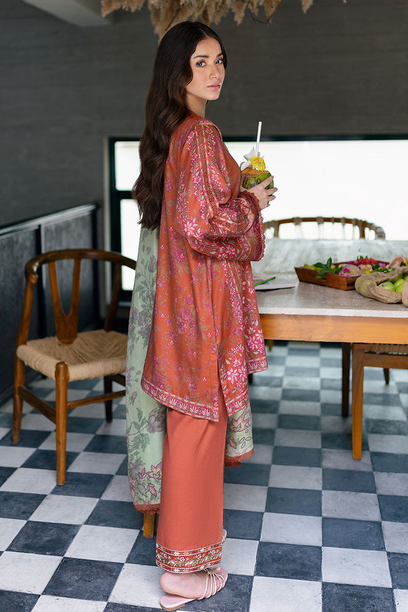 AUTUMN GLAZE-3PC SATIN PRINTED SUIT
