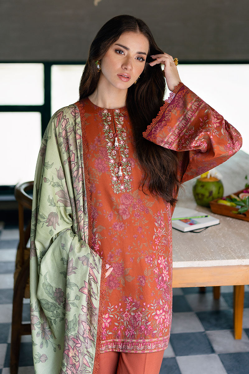 AUTUMN GLAZE-3PC SATIN PRINTED SUIT