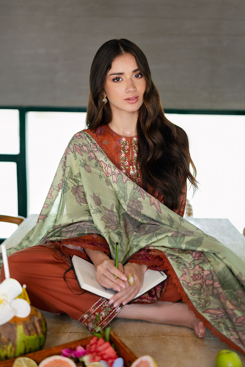 AUTUMN GLAZE-3PC SATIN PRINTED SUIT