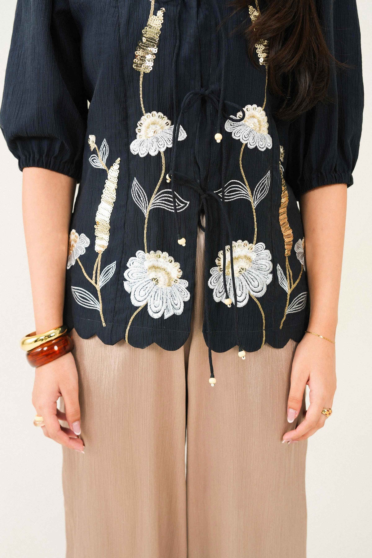 Navy Blue Embroidered Tunic - AW25-28