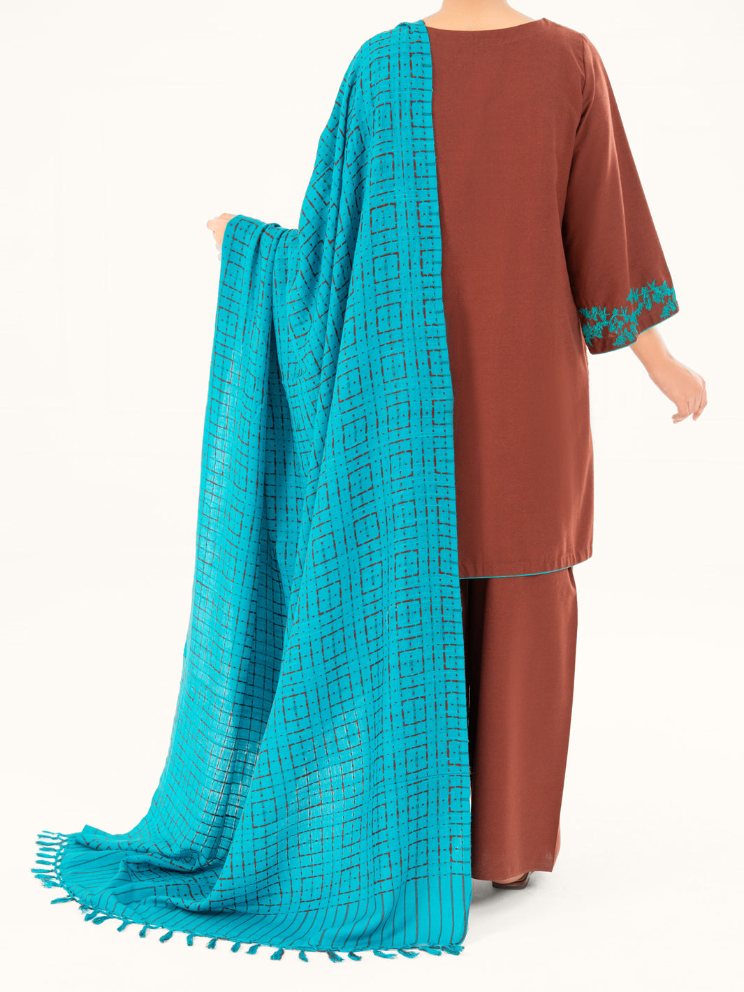 Brown Light Khaddar 3Pc Stitched - AWP-3PS-774