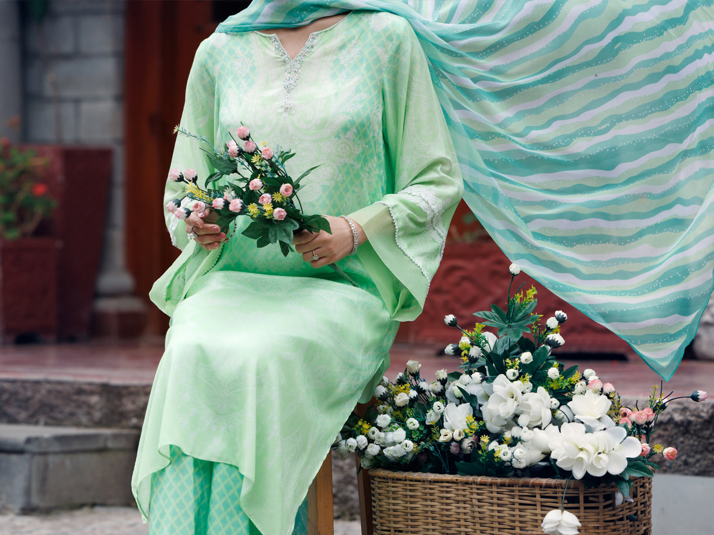 Light Green Thai Silk 3Pc Stitched - AWP-3PS-782