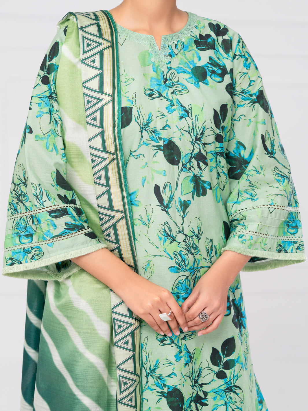 Light Green Cambric 2Pc Unstitched - AWP-2PS-LKD-UN-901