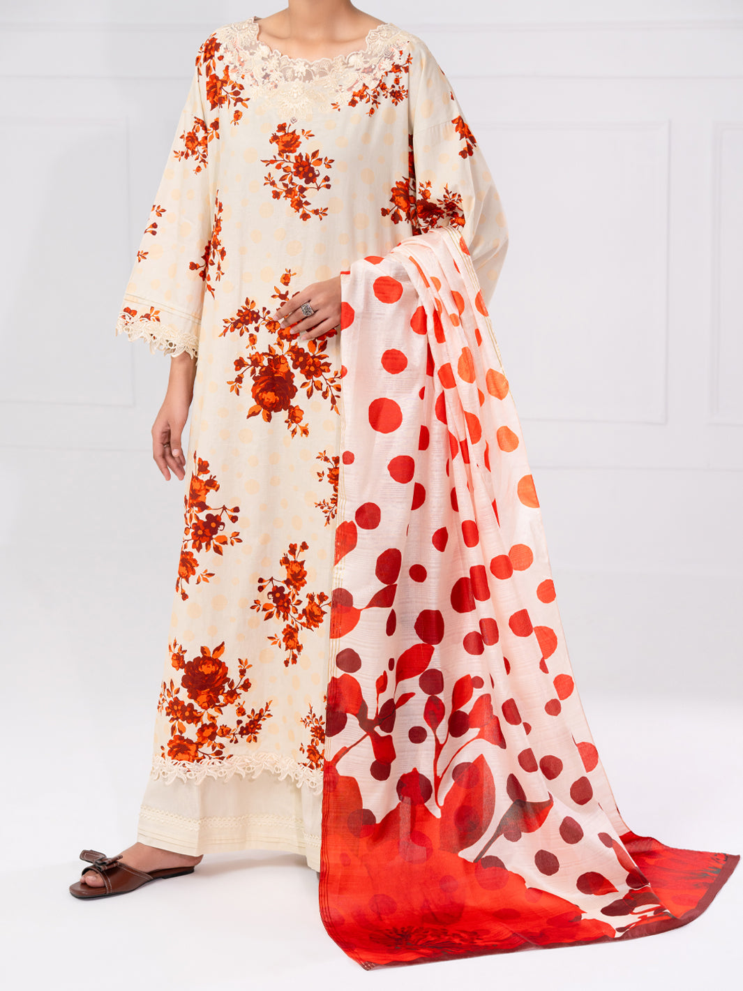 Cream Cambric 2Pc Unstitched - AWP-2PS-LKD-UN-903