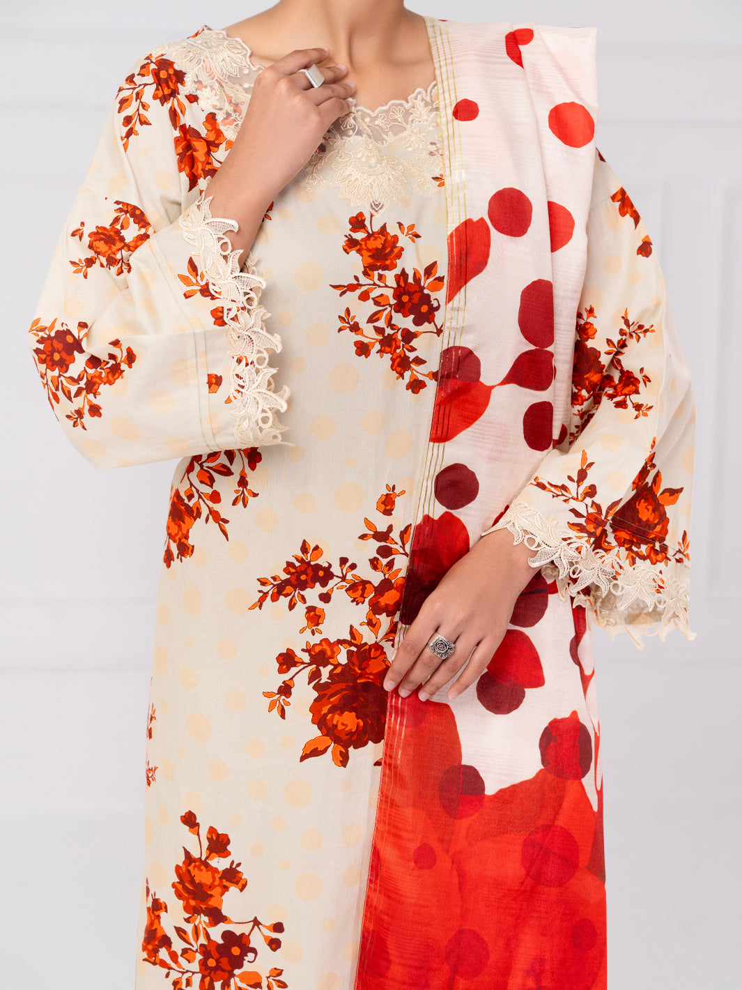 Cream Cambric 2Pc Unstitched - AWP-2PS-LKD-UN-903