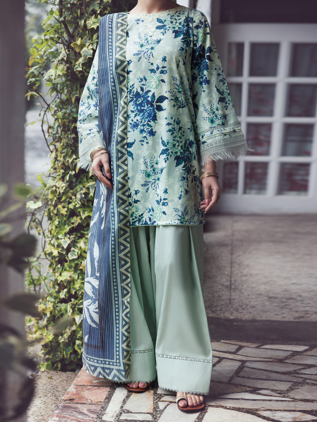 Teal Cambric 2Pc Unstitched - AWP-2PS-LKD-UN-904
