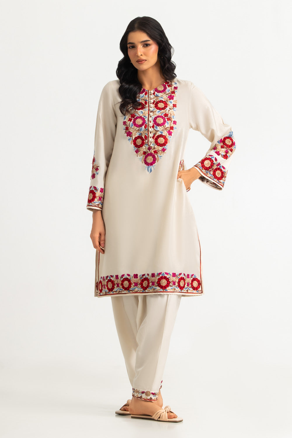 Acrylic Embroidered Shirt And Trouser