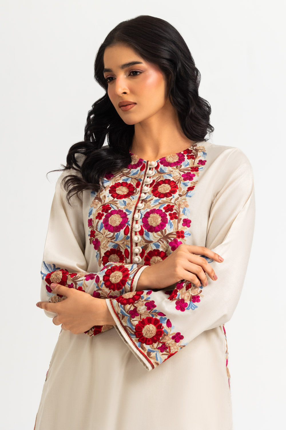 Acrylic Embroidered Shirt And Trouser